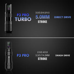 P3 Pro Turbo Wireless Battery Tattoo Pen Machine - EZ TATTOO SUPPLY