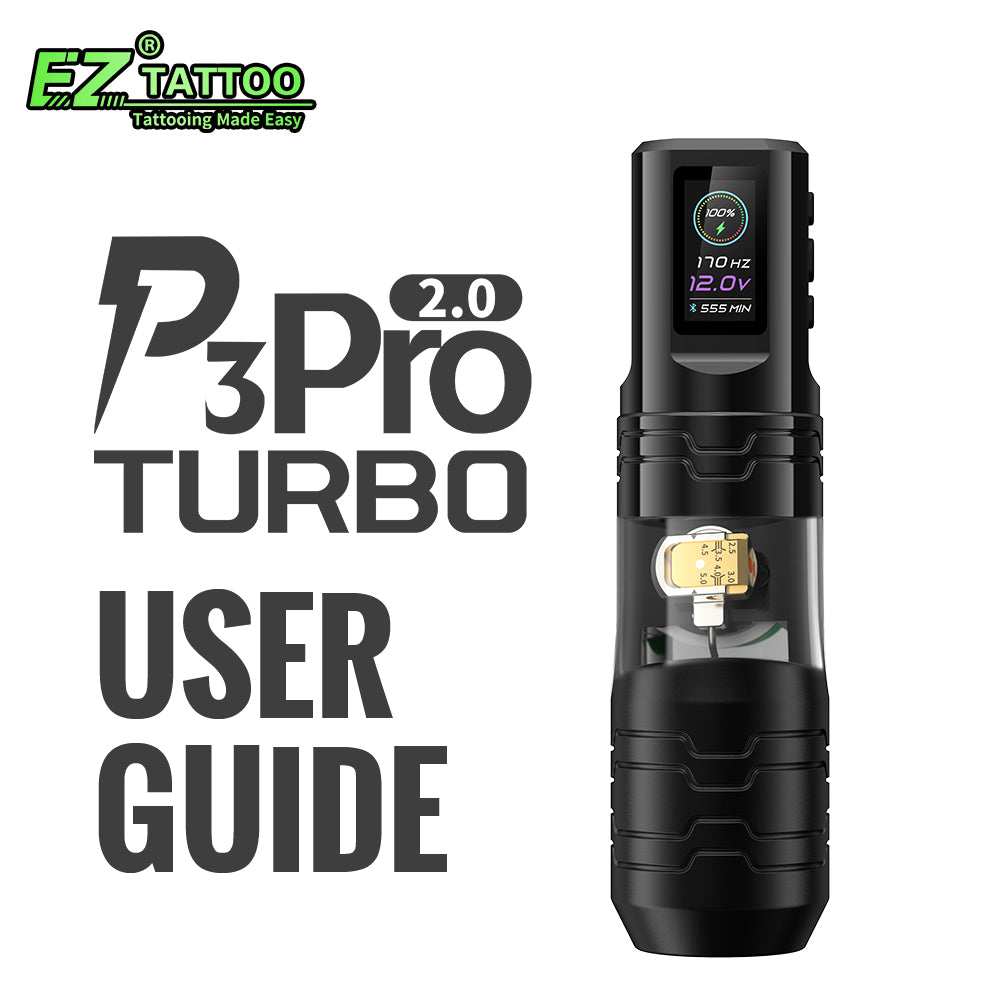 EZ P3 Pro Turbo 2.0 Upgrade Wireless Direct Drive Tattoo Machine with Adjustable Stroke 5.0 mm - EZTATTOO