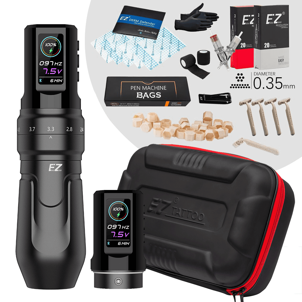 EZ P3 Pro Adjustable Stroke Wireless Tattoo Pen Advanced Bundle - EZTATTOO